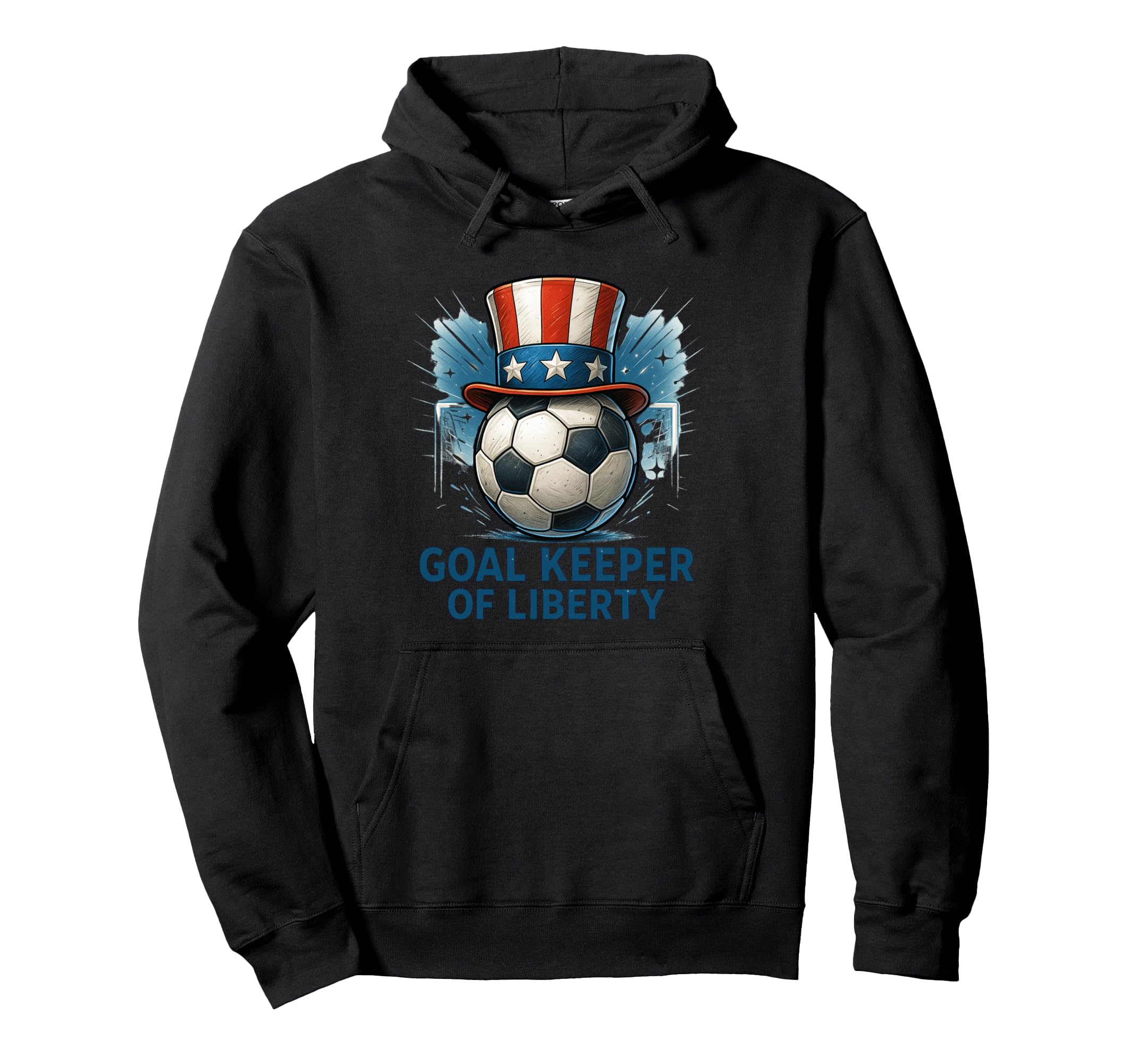 Goal Keeper Liberty Soccer Art Hoodie - Unique Graphic Men Women