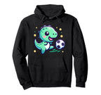 Soccer Player T Rex Dinosaur Kicking Hoodie - Casual Everyday Wear Unisex