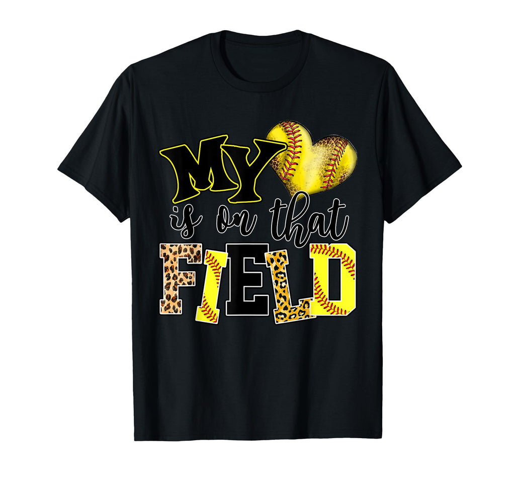My Heart Is That Field Softball Mom T-Shirt - Graphic Print for Adults