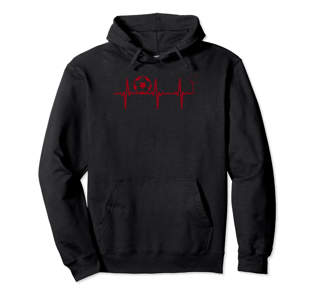 Soccer Player Soccer Wine Heartbeat Hoodie - Trendy Graphic Men Women
