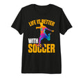 Mens Life Is Better Soccer Funny Tri Blend T-Shirt - Unique Graphic Unisex
