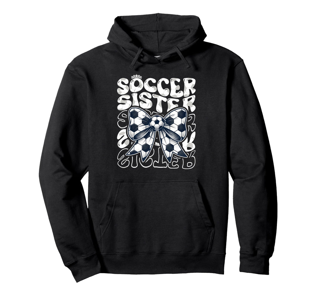 Soccer Sister Fan Coquette Bow Ball Hoodie - Graphic Print for Adults