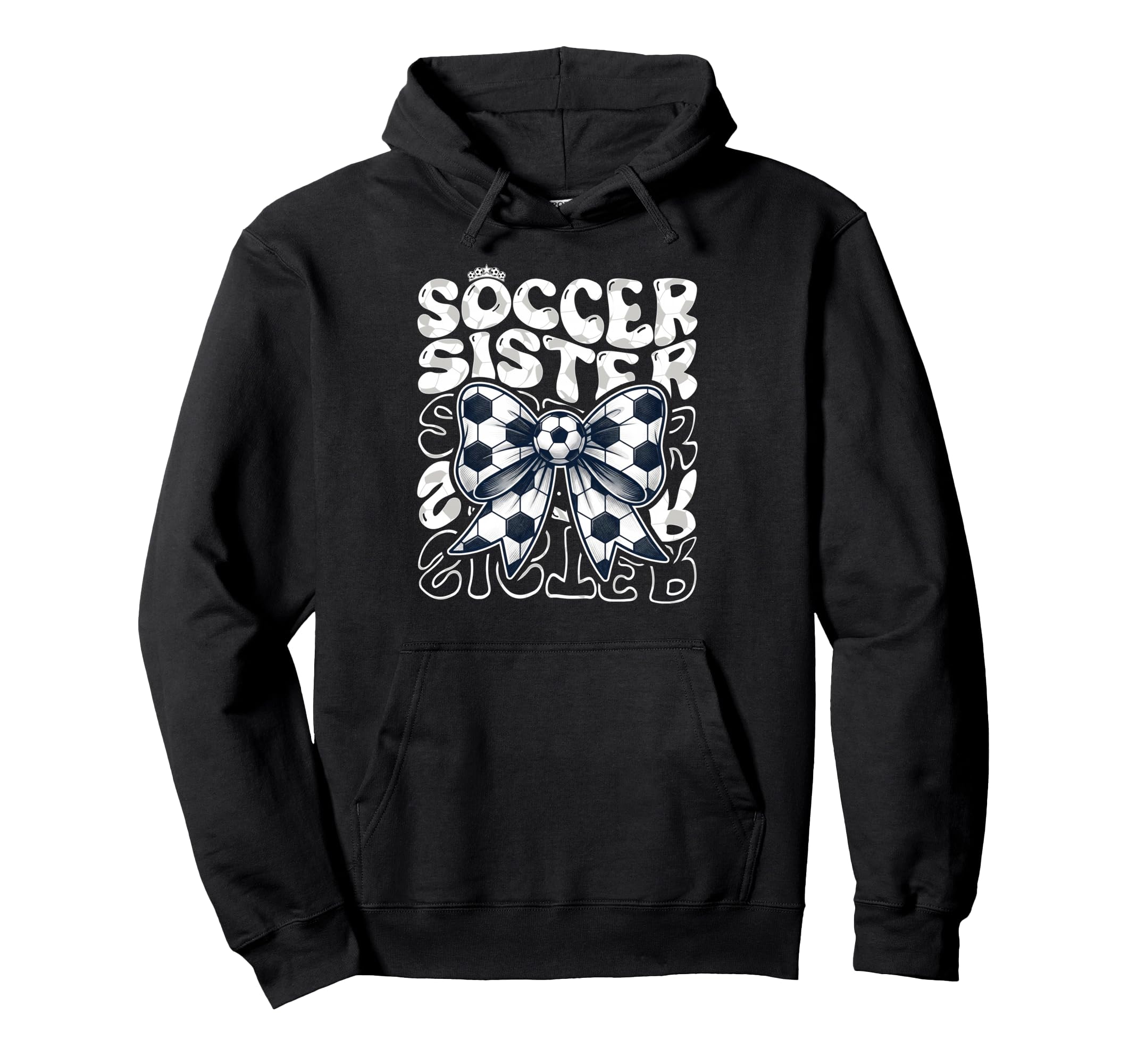 Soccer Sister Fan Coquette Bow Ball Hoodie - Graphic Print for Adults