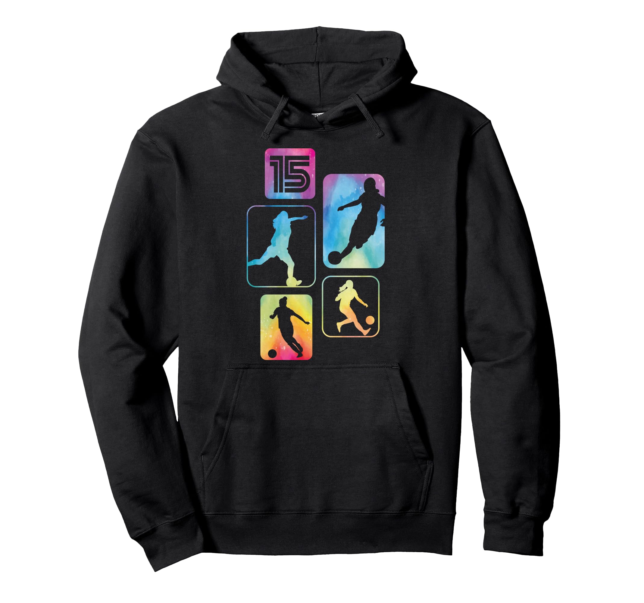 15Th Birthday Soccer Player Football 15 Hoodie - Graphic Print Unisex
