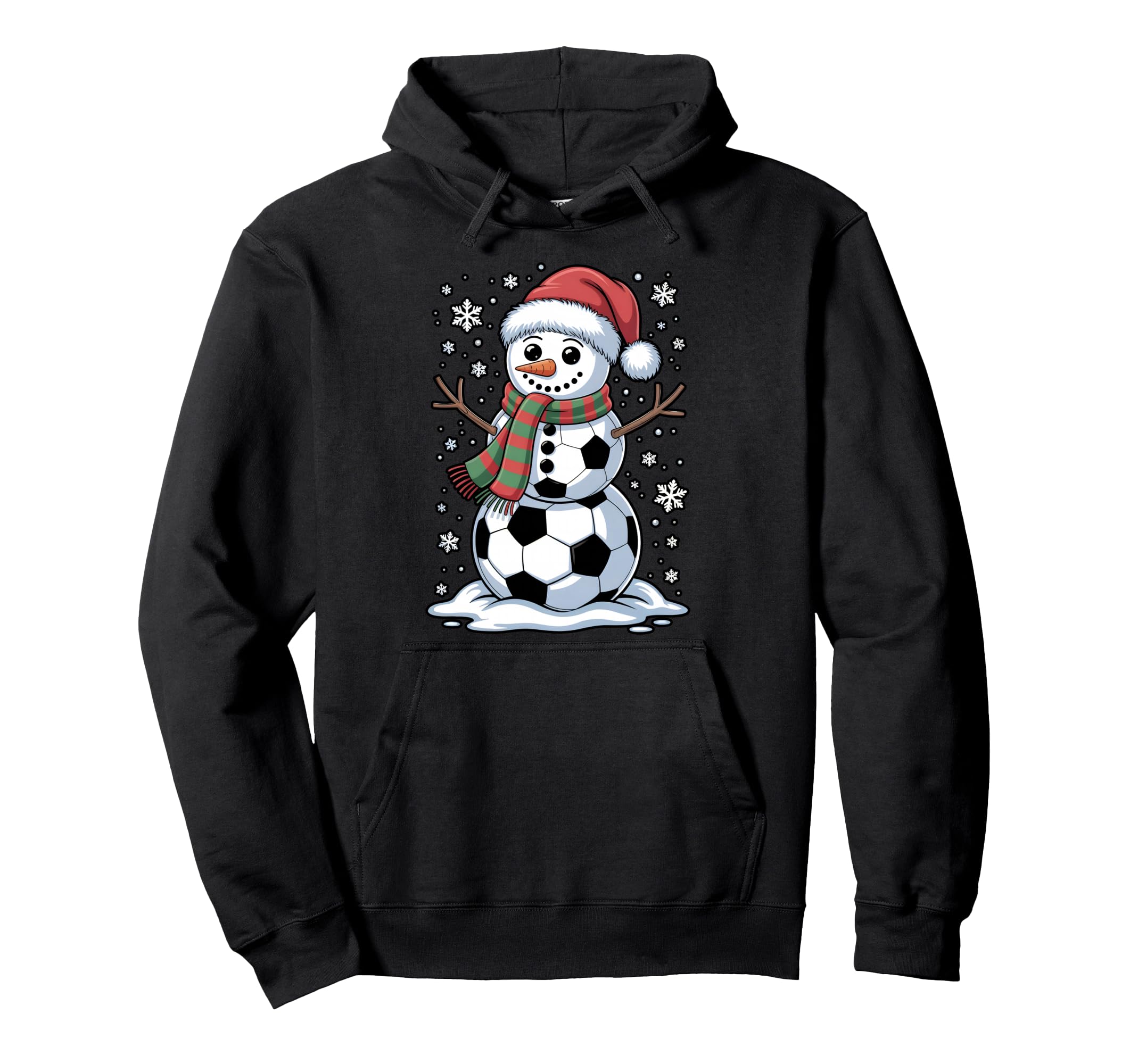 Funny Soccer Snowman Holiday Winter Hoodie - Fun Novelty Design Men Women