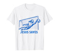 Funny Jesus Saves Soccer Goal Keeper T-Shirt - Graphic Print for Adults