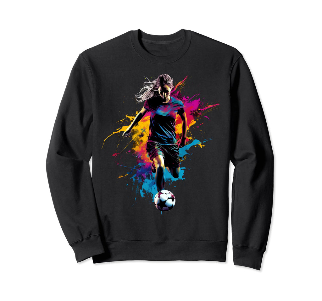 Colorful Soccer Player Womens Sweatshirt - Aesthetic Graphic Men Women