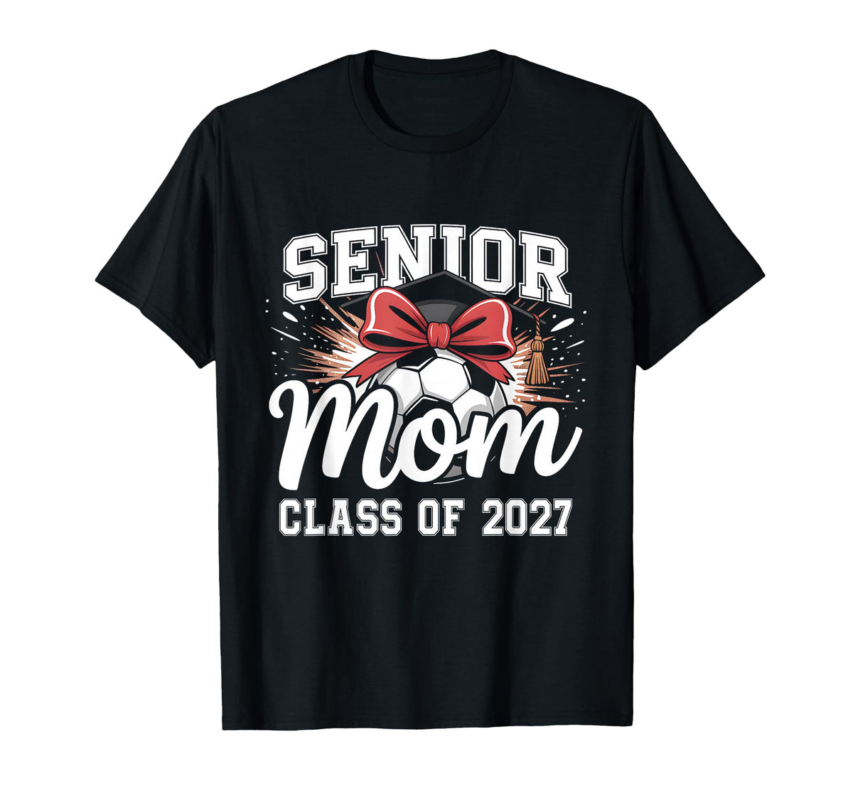 Senior Mom Class 2027 Coquette Bow T-Shirt - Custom Art Print Men Women