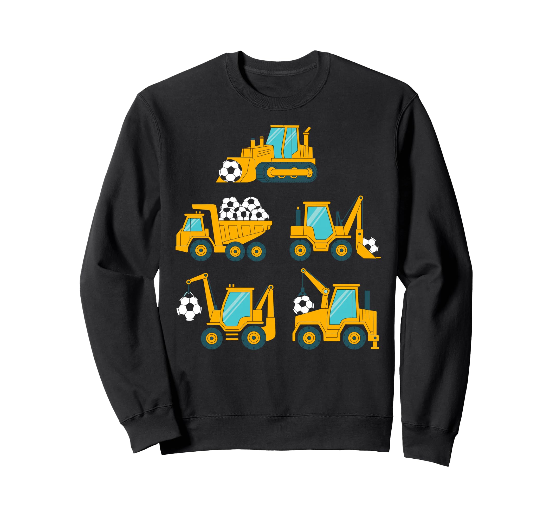 Construction Trucks Carrying Soccer Sweatshirt - Aesthetic Graphic Unisex