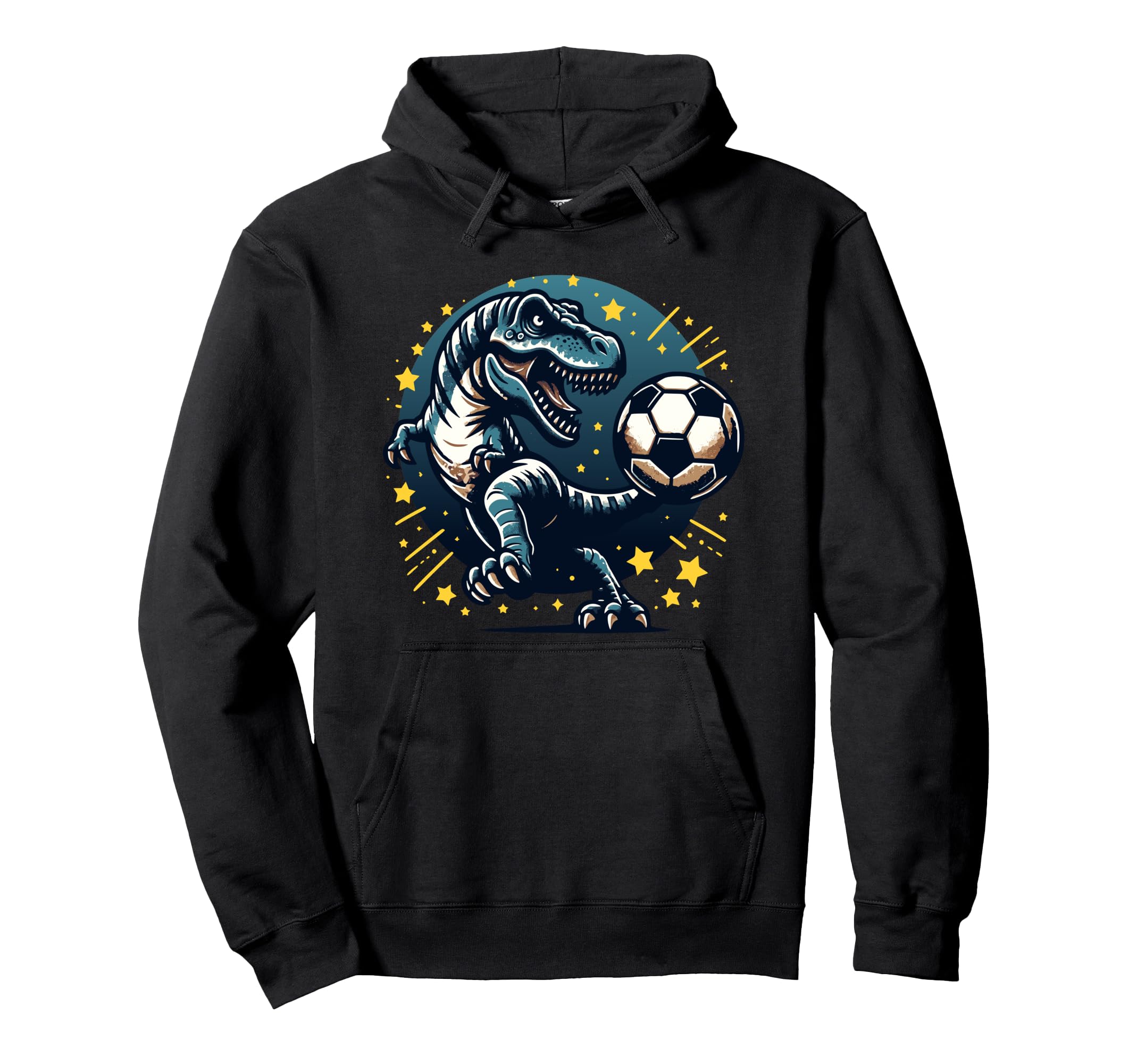 T Rex Dinosaur Kicking Soccer Ball Player Hoodie - Minimalist Print Unisex