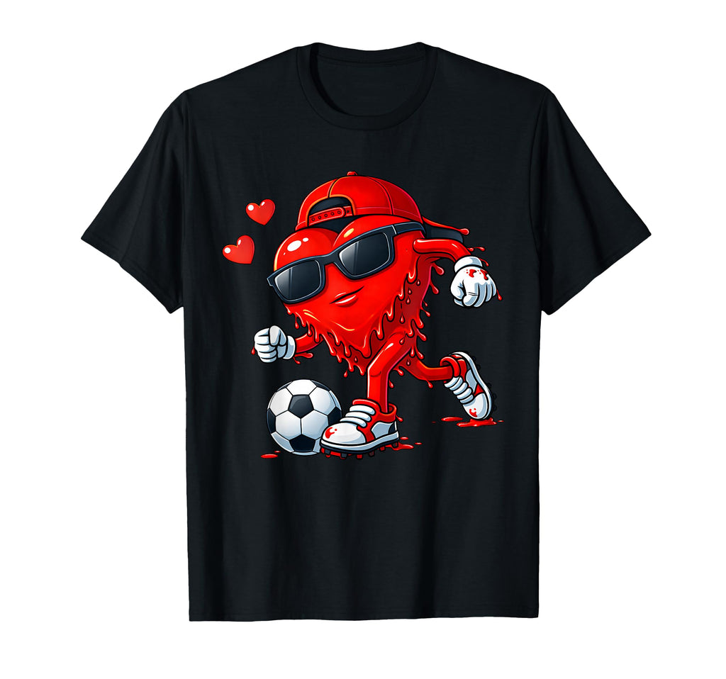 Valentine Soccer Heart Drip Sport Love T-Shirt - Unique Graphic for Adults