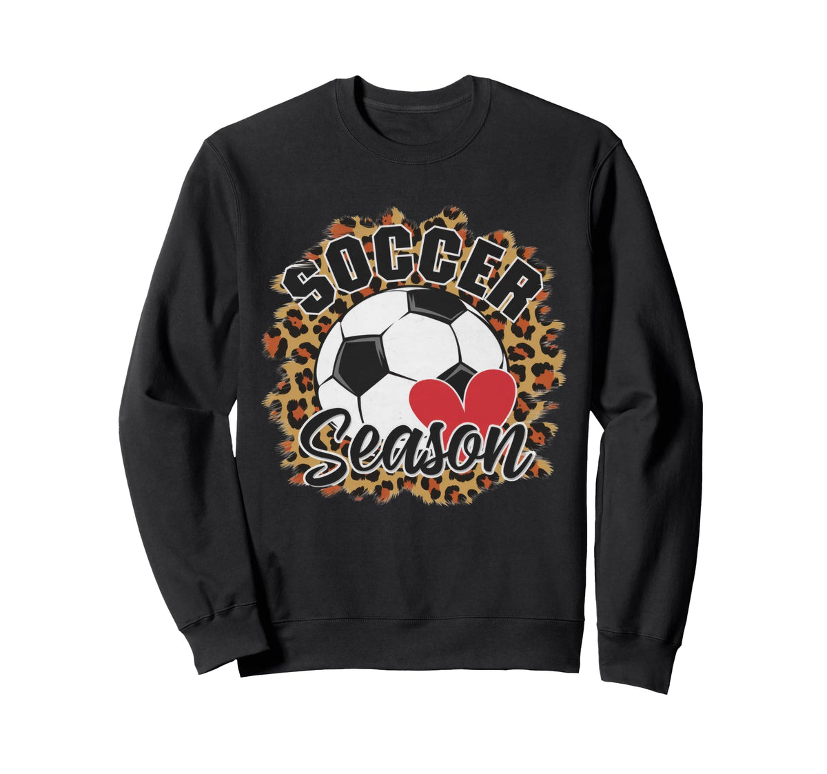 Soccer Season Leopard Heart Sport Sweatshirt - Trendy Graphic for Adults