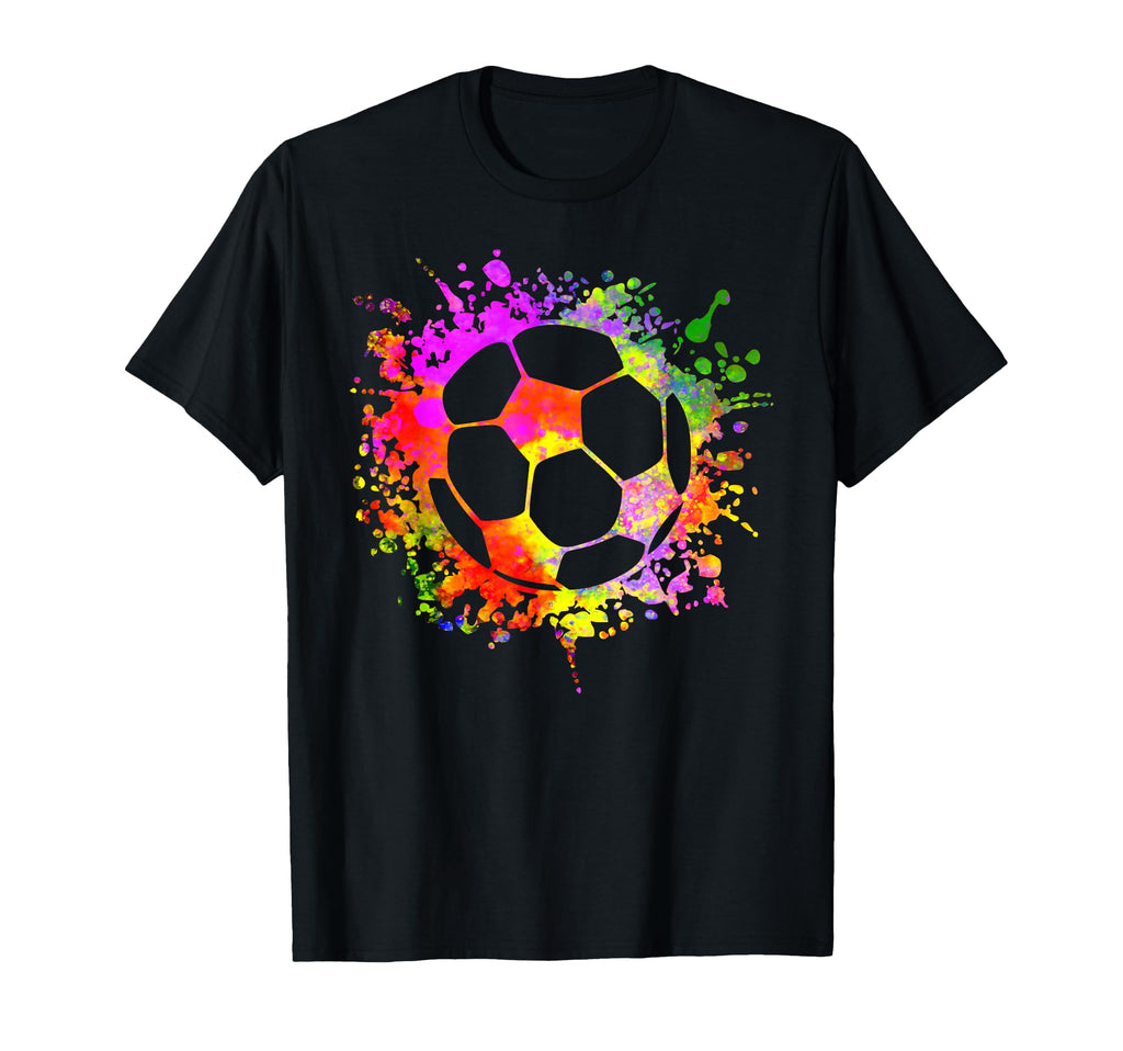 Soccer Ball Watercolor Paint Splashes T-Shirt - Custom Art Print Men Women