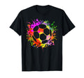 Soccer Ball Watercolor Paint Splashes T-Shirt - Custom Art Print Men Women