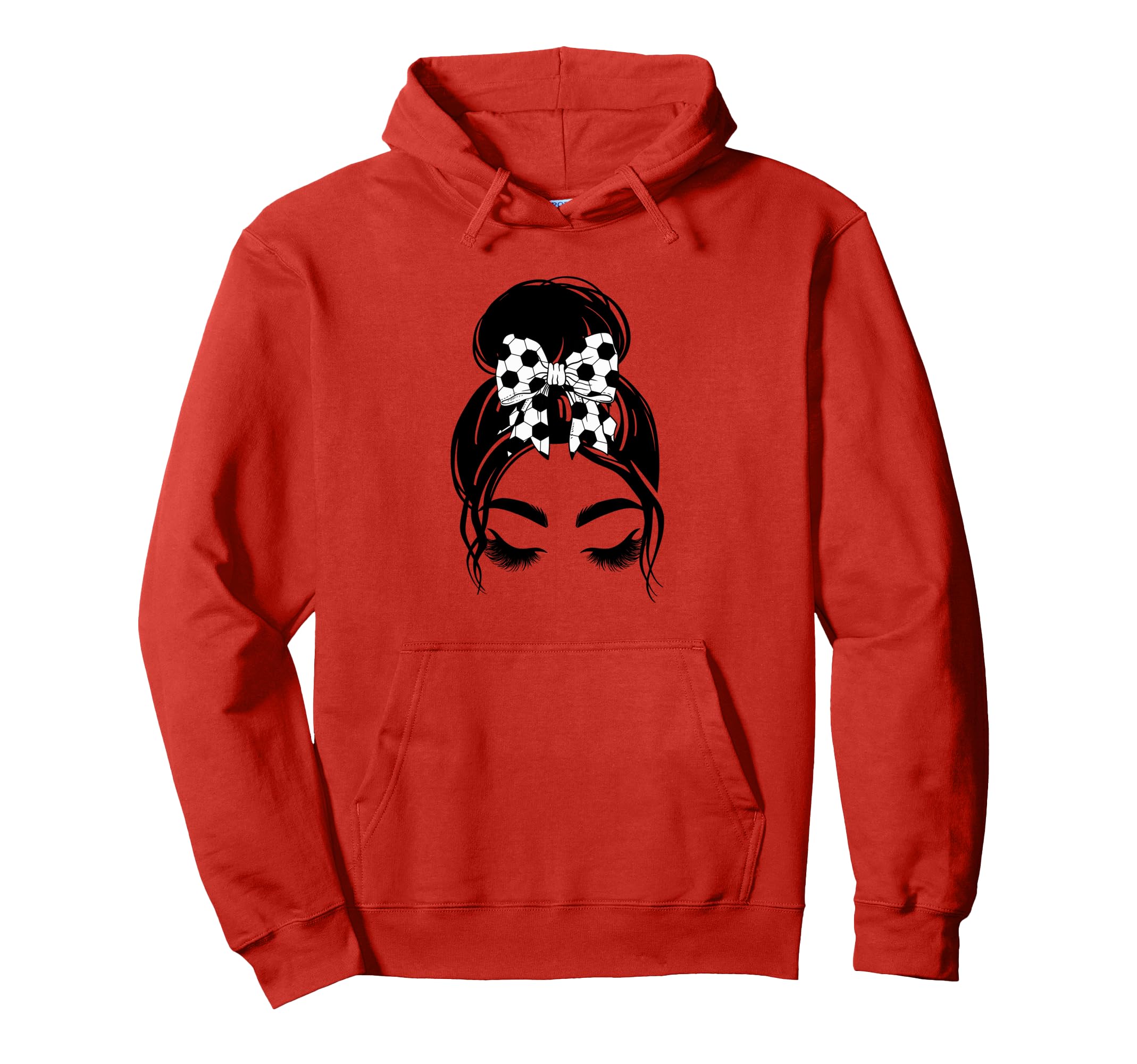 Messy Bun Sports Fan Team Soccer Bow Hoodie - Novelty Apparel Unisex