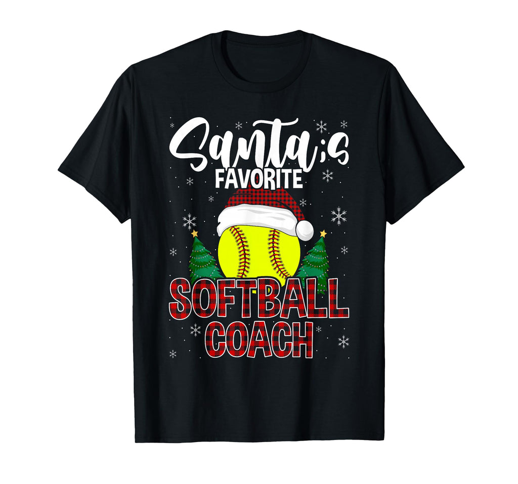 Funny Santas Favorite Softball Coach T-Shirt - Aesthetic Graphic Men Women