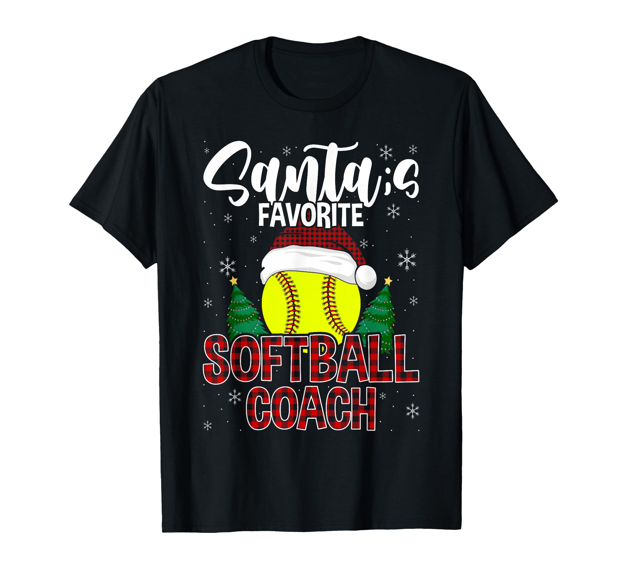 Funny Santas Favorite Softball Coach T-Shirt - Aesthetic Graphic Men Women