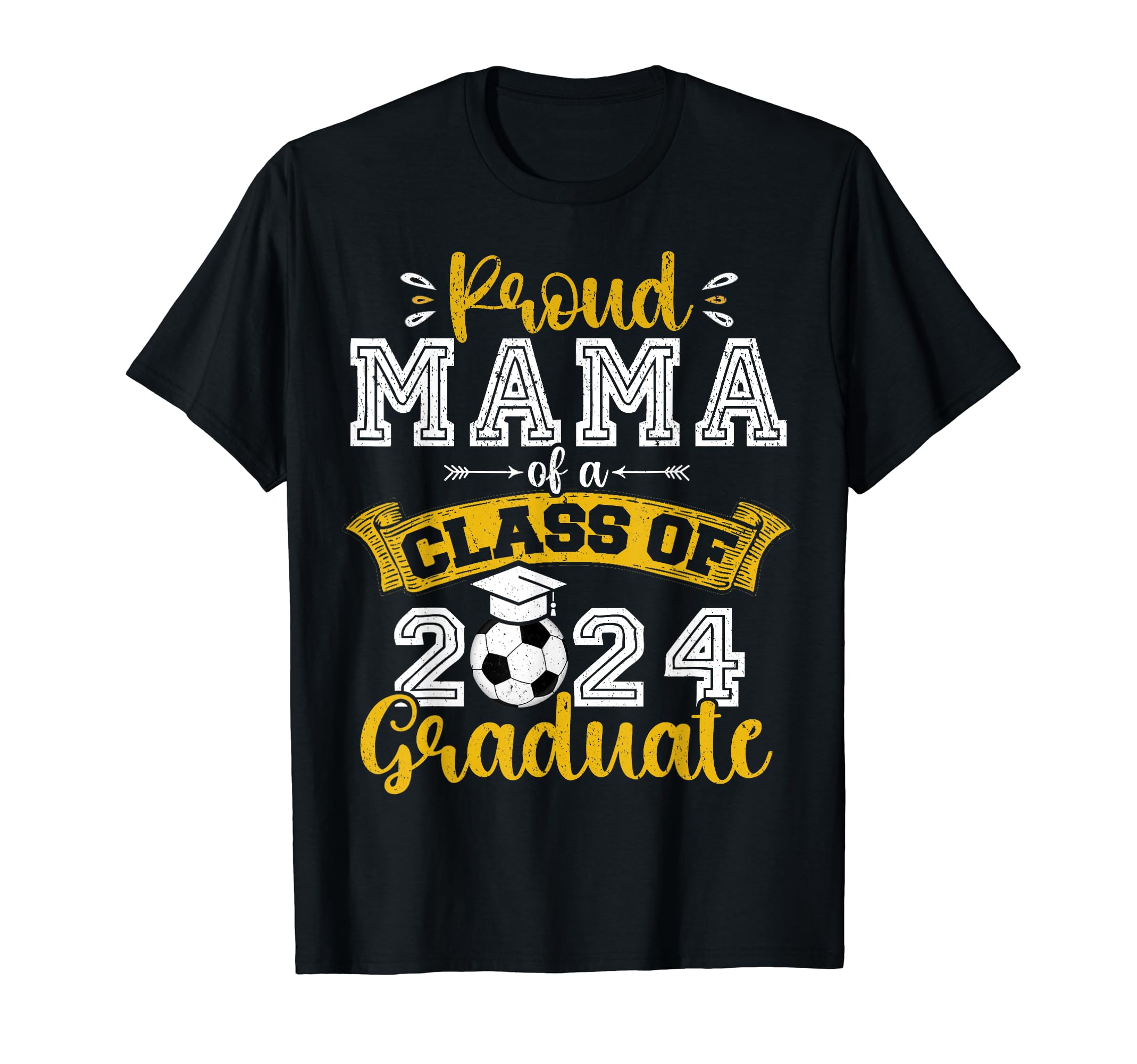 Proud Mama Class 2024 Graduate Soccer Ball T-Shirt - Unique Graphic Unisex