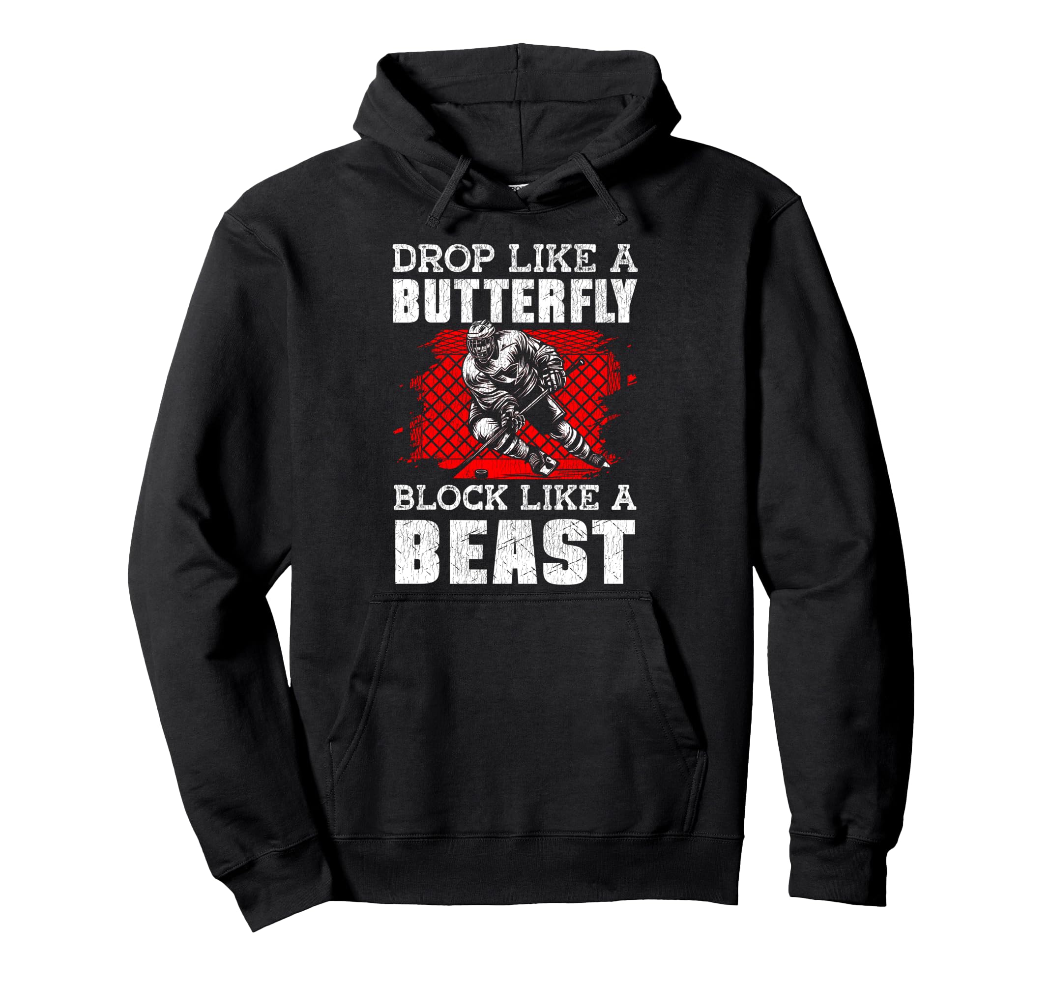 Ice Hockey Goalie Goalkeeper Drop Hoodie - Casual Everyday Wear Men Women