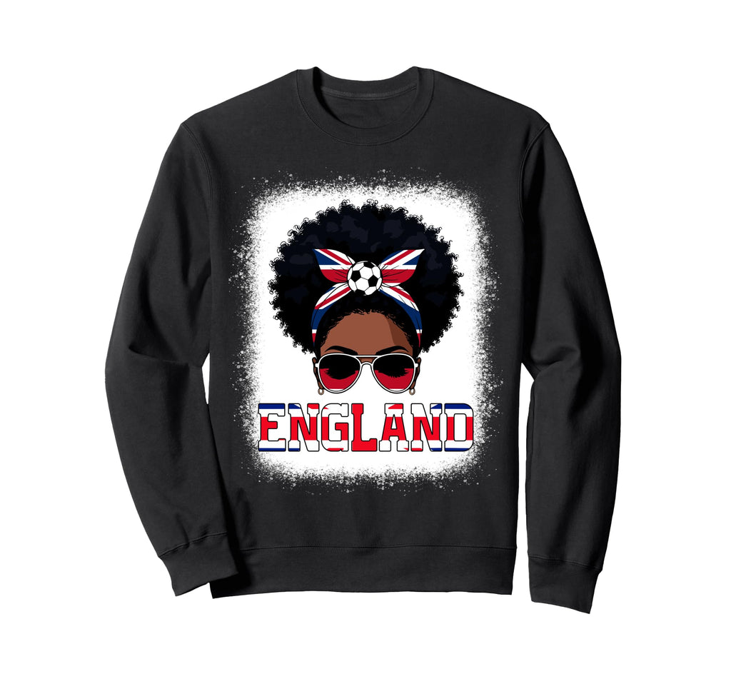 England Messy Bun Black Soccer Sweatshirt - Casual Everyday Wear for Adults