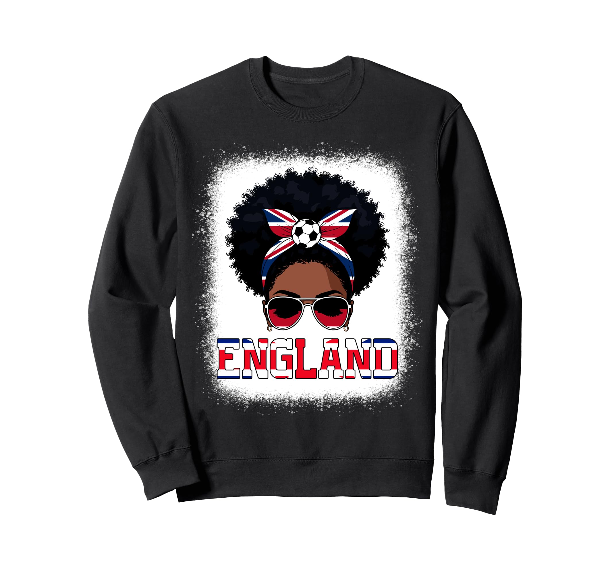 England Messy Bun Black Soccer Sweatshirt - Casual Everyday Wear for Adults