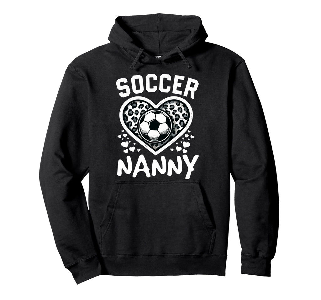 Soccer Nanny Leopard Heart Nanny Soccer Hoodie - Graphic Print Unisex