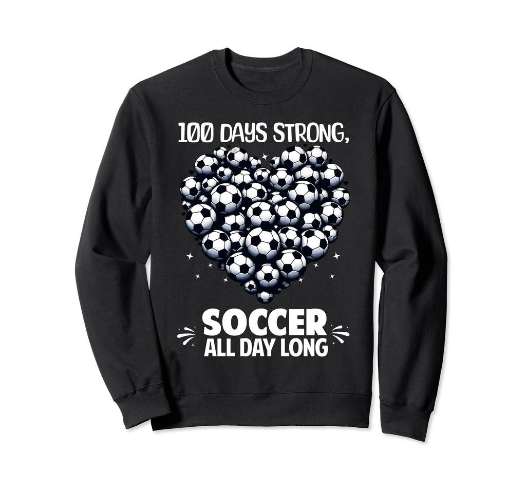 100 Days School Soccer Heart Love Sweatshirt - Novelty Apparel Unisex
