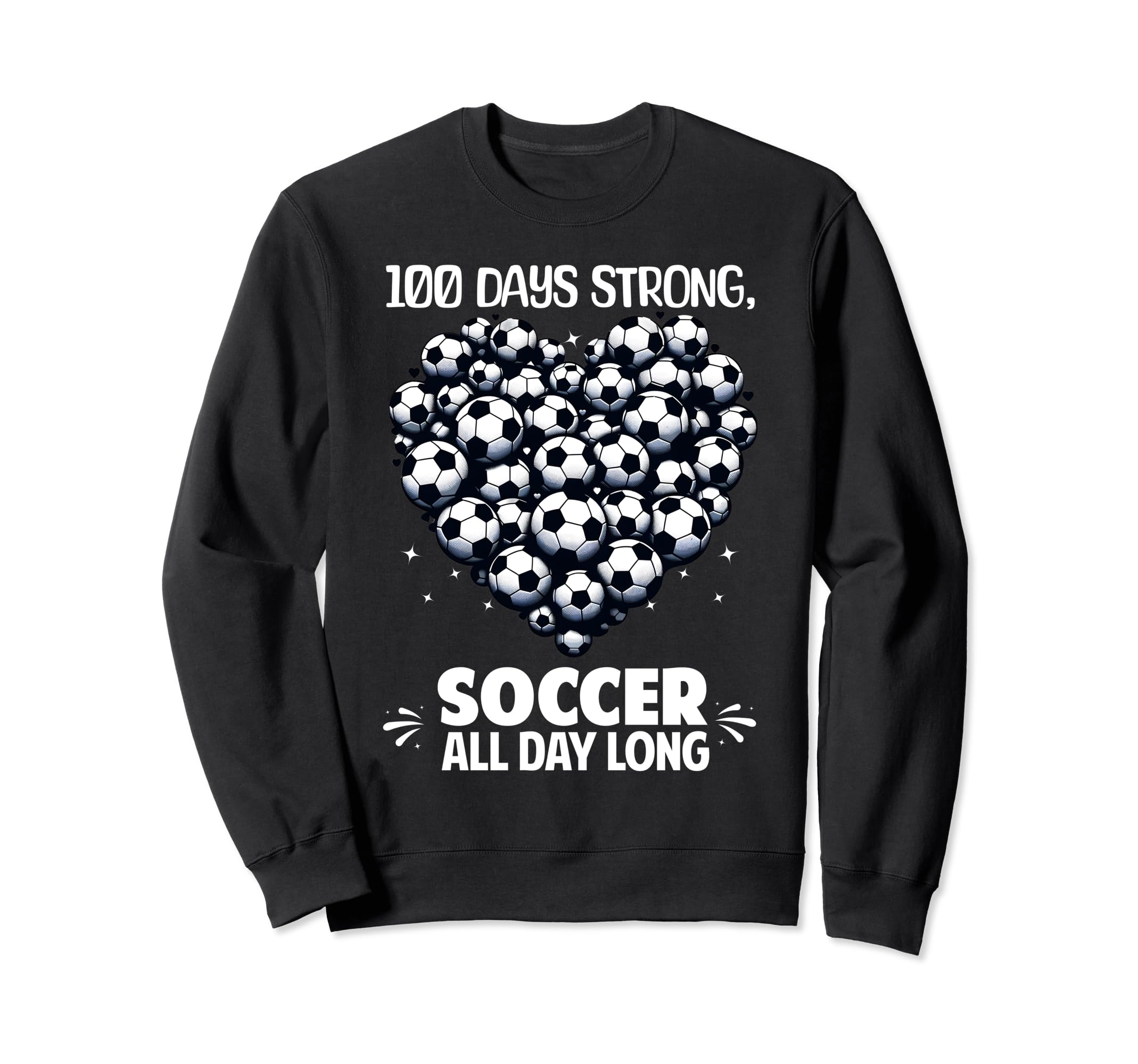 100 Days School Soccer Heart Love Sweatshirt - Novelty Apparel Unisex