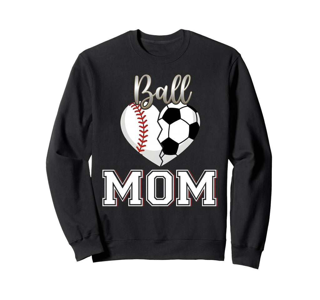 Ball Mom Baseball Soccer Heart Sweatshirt - Custom Art Print for Adults