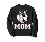 Ball Mom Baseball Soccer Heart Sweatshirt - Custom Art Print for Adults