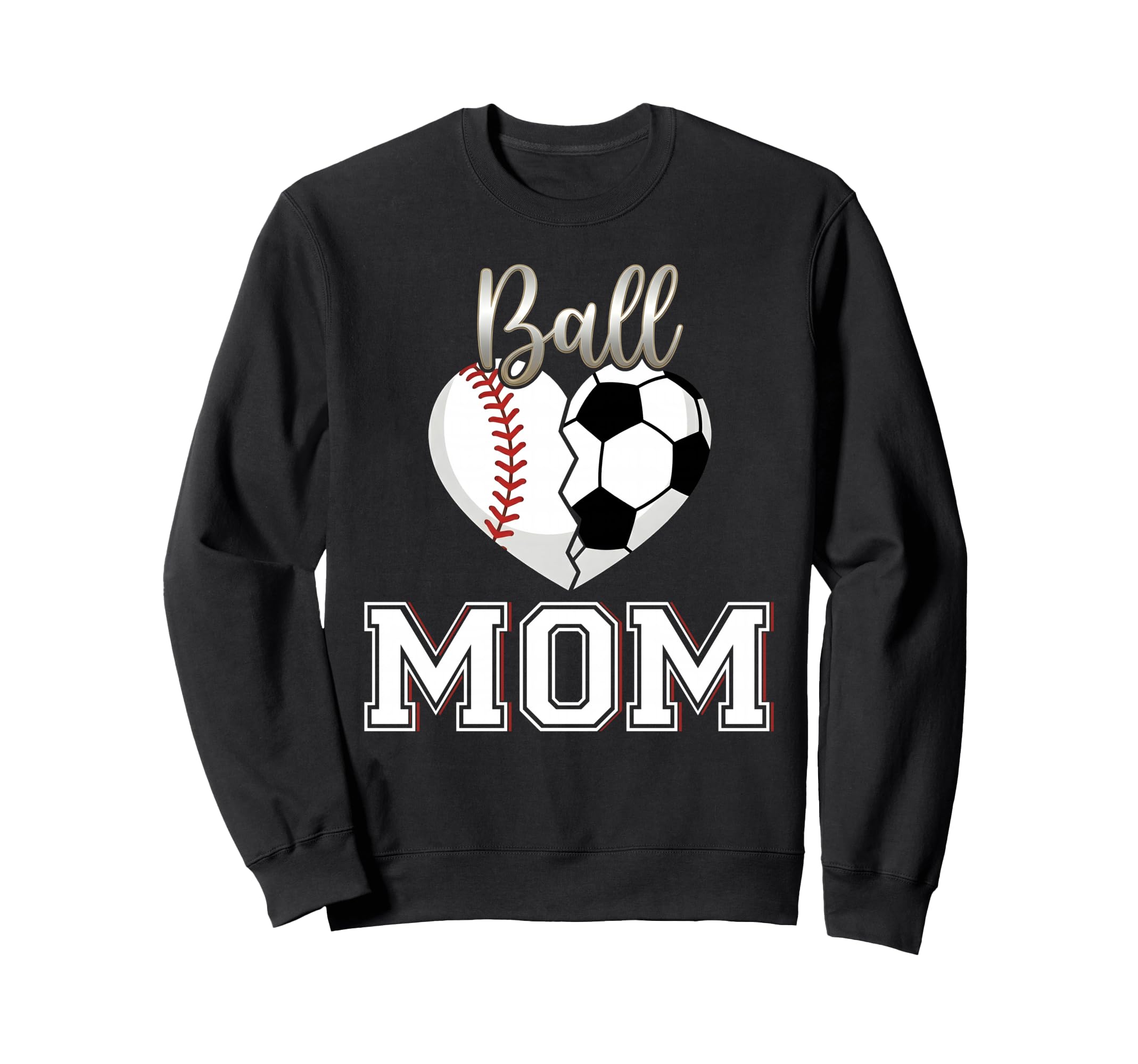 Ball Mom Baseball Soccer Heart Sweatshirt - Custom Art Print for Adults