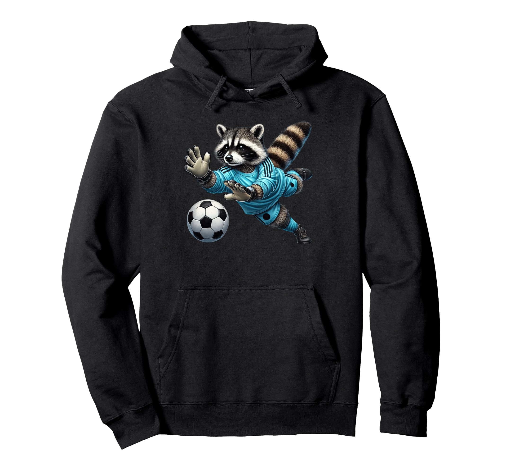 Raccoon Soccer Goalie Diving Save Hoodie - Trendy Graphic Men Women