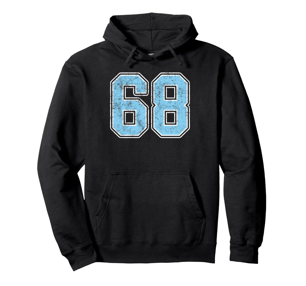 Blue White Number 68 Jersey Player Hoodie - Custom Art Print Unisex