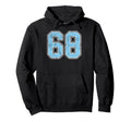 Blue White Number 68 Jersey Player Hoodie - Custom Art Print Unisex
