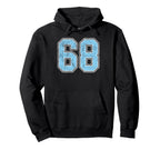 Blue White Number 68 Jersey Player Hoodie - Custom Art Print Unisex