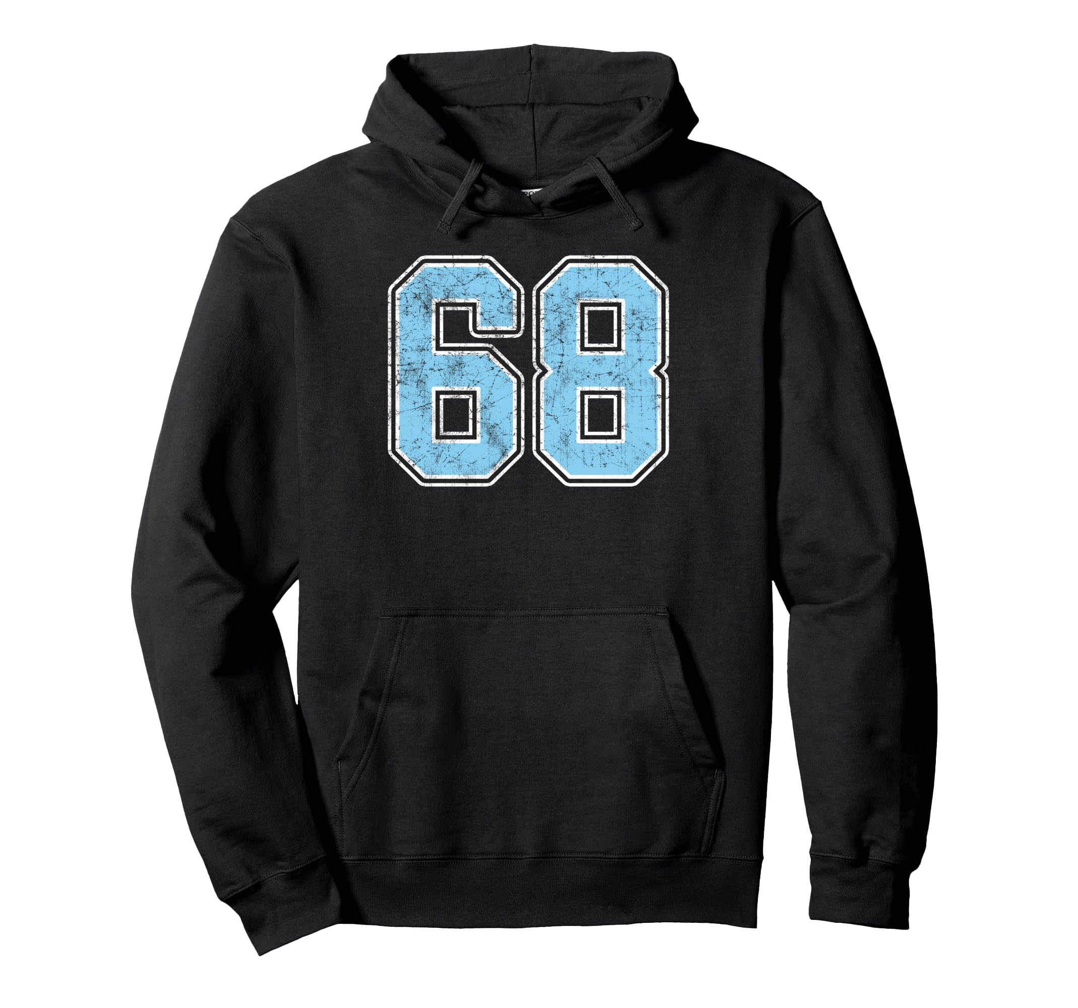 Blue White Number 68 Jersey Player Hoodie - Custom Art Print Unisex