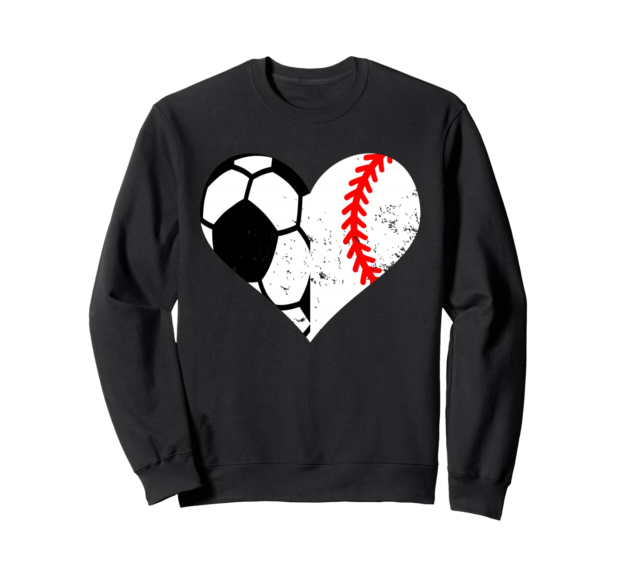 Soccer Baseball Heart Funny Soccer Sweatshirt - Unique Graphic Unisex