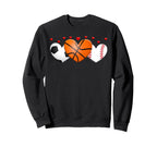 Heart Basketball Soccer Baseball Sweatshirt - Fun Novelty Design Unisex
