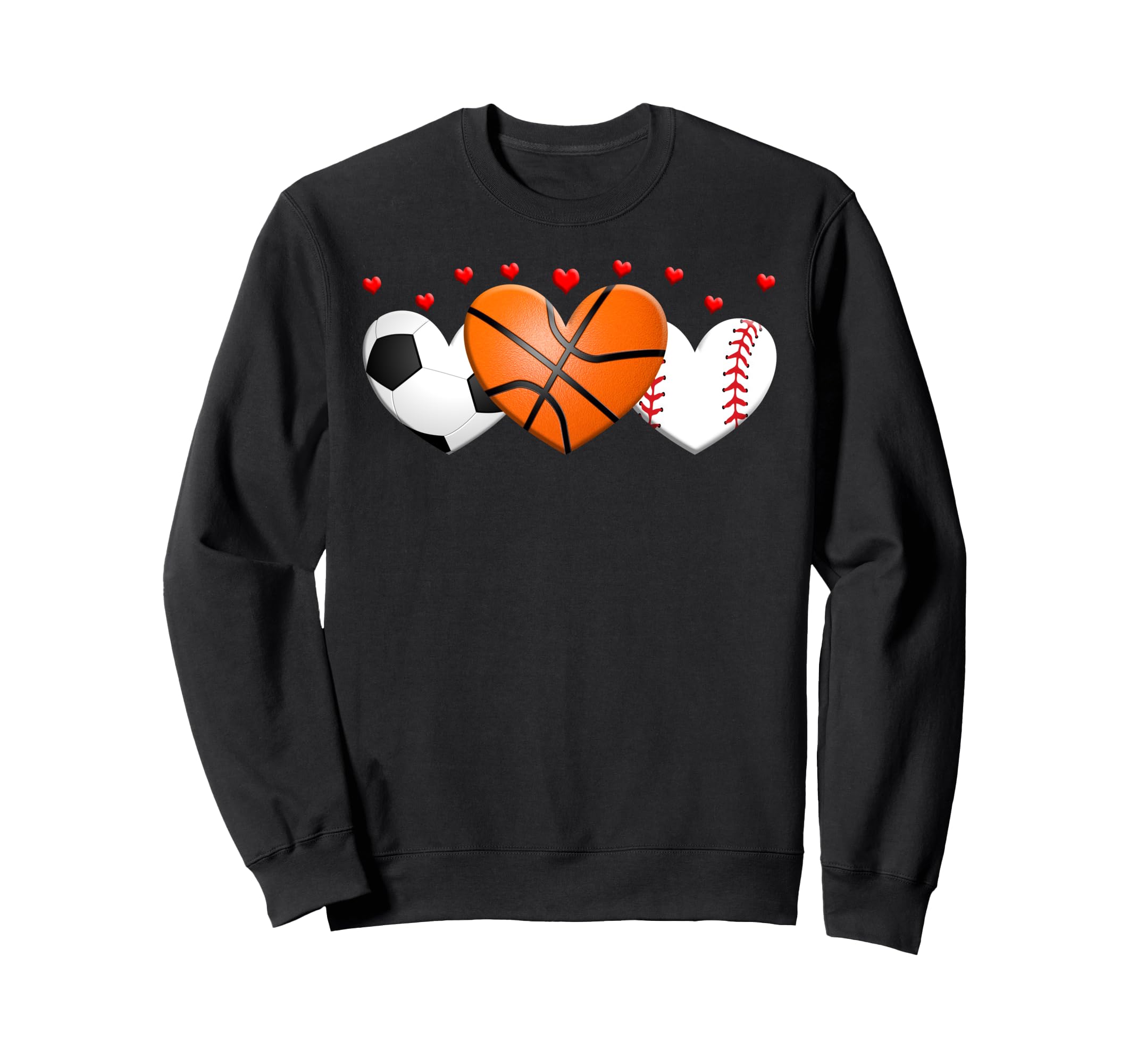 Heart Basketball Soccer Baseball Sweatshirt - Fun Novelty Design Unisex