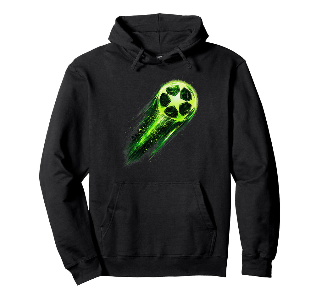 Dynamic Soccer Ball Green Meteor Energy Hoodie - Streetwear Style Unisex