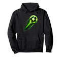 Dynamic Soccer Ball Green Meteor Energy Hoodie - Streetwear Style Unisex