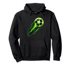 Dynamic Soccer Ball Green Meteor Energy Hoodie - Streetwear Style Unisex