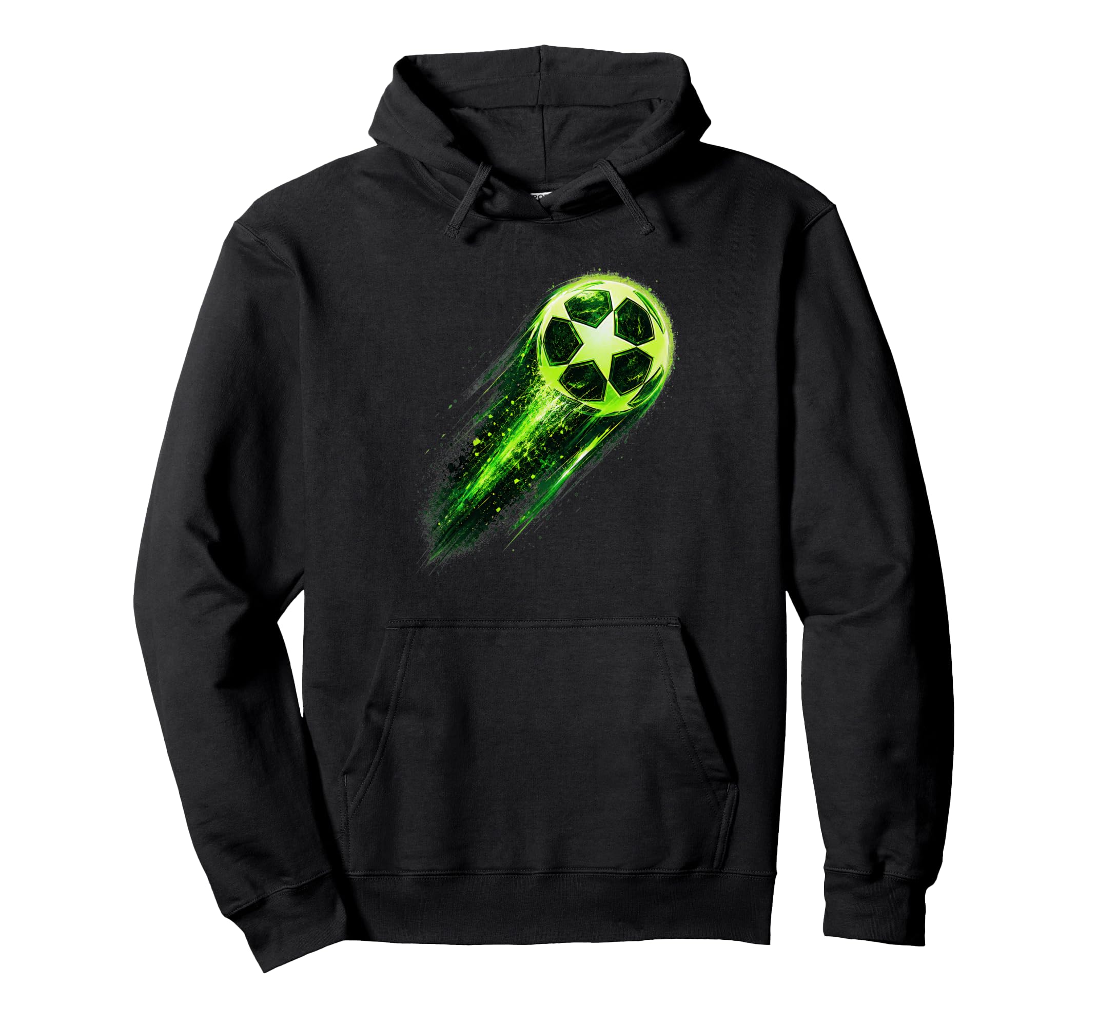 Dynamic Soccer Ball Green Meteor Energy Hoodie - Streetwear Style Unisex