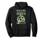 Just Who Loves Jesus And Soccer Hoodie - Minimalist Print Men Women