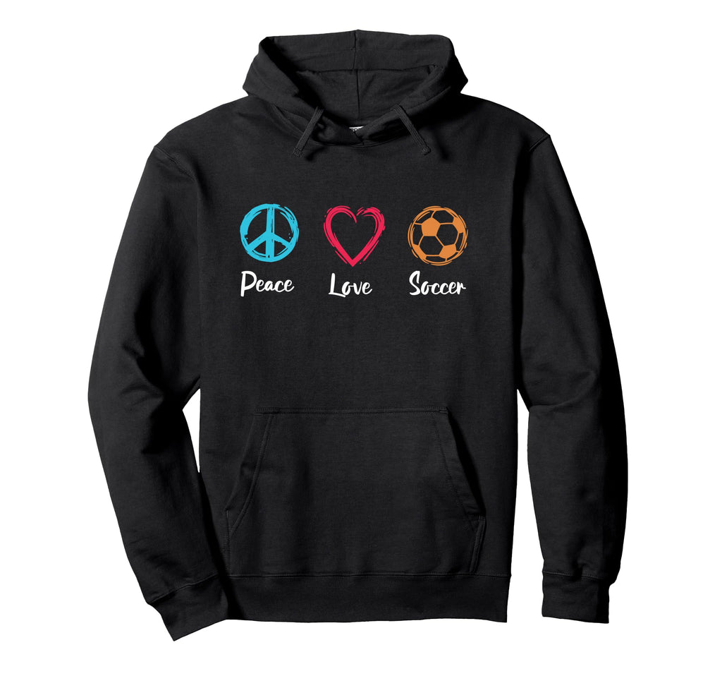 Peace Love Soccer Footballer Football Hoodie - Custom Art Print for Adults