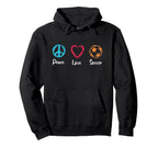 Peace Love Soccer Footballer Football Hoodie - Custom Art Print for Adults