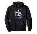 Blue Fire Soccer Ball Liquid Motion Hoodie - Custom Art Print for Adults