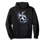 Blue Fire Soccer Ball Liquid Motion Hoodie - Custom Art Print for Adults