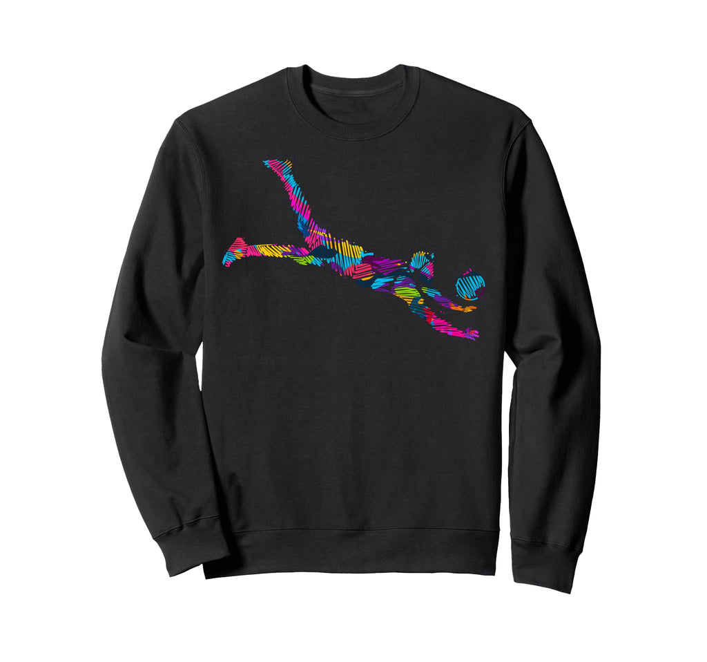 Colorful Soccer Goalie Splash Art Sweatshirt - Minimalist Print for Adults