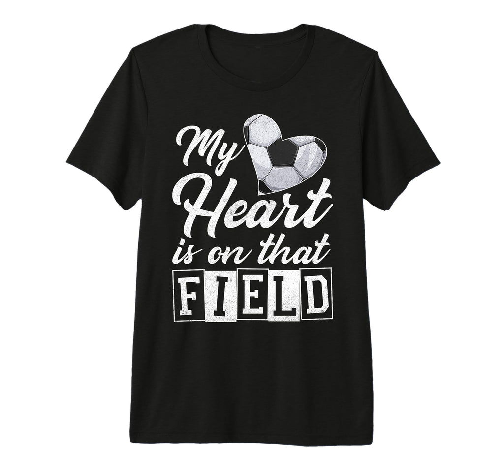 My Heart Is That Field Soccer Heart T-Shirt - Minimalist Print for Adults